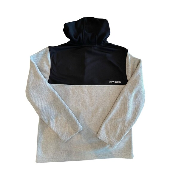 SPYDER ProWeb SPFFD093-275 1/4 Zip Hoodie Mens Sz Large Oatmeal Black knit - Picture 3 of 7